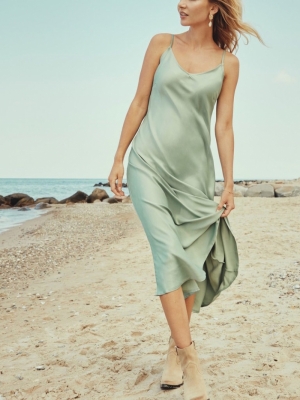 BYHALIMA SLIP IN DRESS SEA GREEN