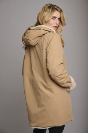REVERSIBLE HOODED COAT WITH FA COOKIE AND STON