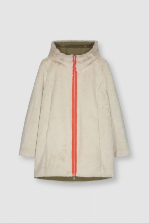 REVERSIBLE HOODED COAT WITH FA IVY AND STONE