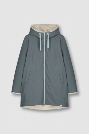 REVERSIBLE HOODED COAT WITH FA NIGHT AND STONE