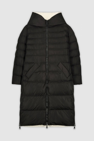 PADDED HOODED COAT BLACK AND ANGOR