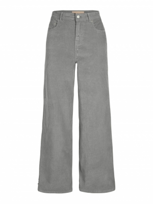 JXGELLY WIDE CORD HW PANT GRAY FLANEL